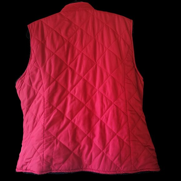 Vtg Reversible Red & Black Quilted Vest With Faux Fur Texture Sleeveless - Picture 6 of 16
